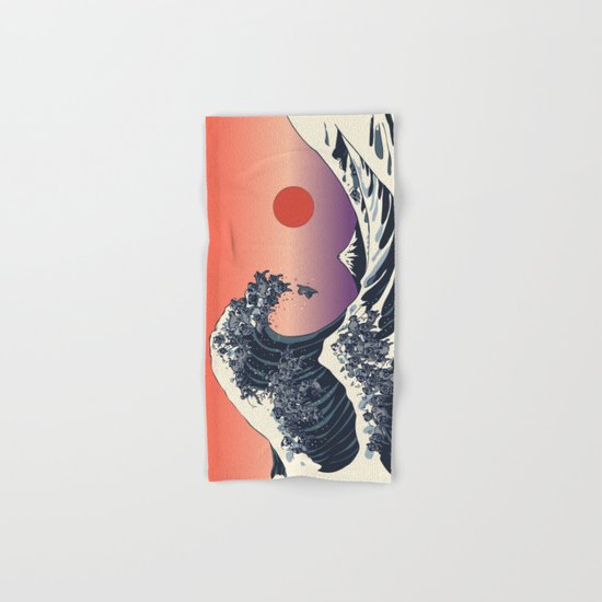 The Great Wave of Black Pug Hand & Bath Towel