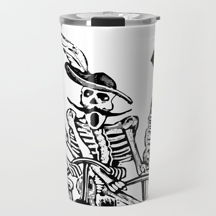 Calavera Cyclists | Skeletons on Bikes | Day of the Dead | Dia de los Muertos | Black and White | Travel Mug
