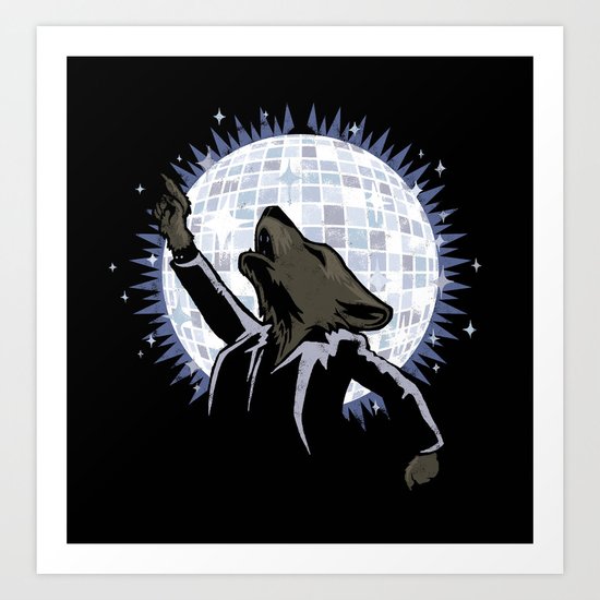 Howling at the Disco Moon Art Print