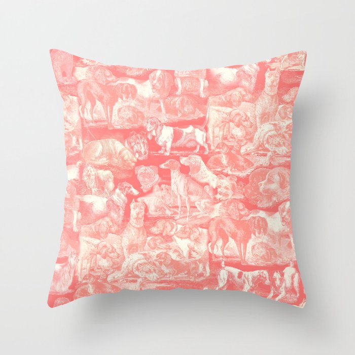 OVER 20 DOG BREEDS KENNEL - Pink Coral Throw Pillow