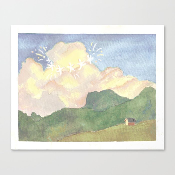 Watercolor cloud landscape Canvas Print