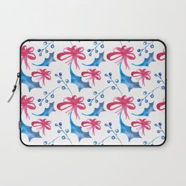Christmas Pattern Watercolor Bow Floral Leaf Laptop Sleeve