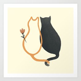 Abstraction minimal cat 15 love meow Art Print