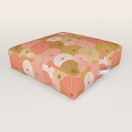 Sea Urchins in Coral + Gold Outdoor Floor Cushion
