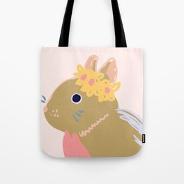 Modern Simple Pink Yellow Blue Rabbit Design  Tote Bag