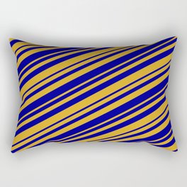 [ Thumbnail: Goldenrod & Dark Blue Colored Lined/Striped Pattern Rectangular Pillow ]