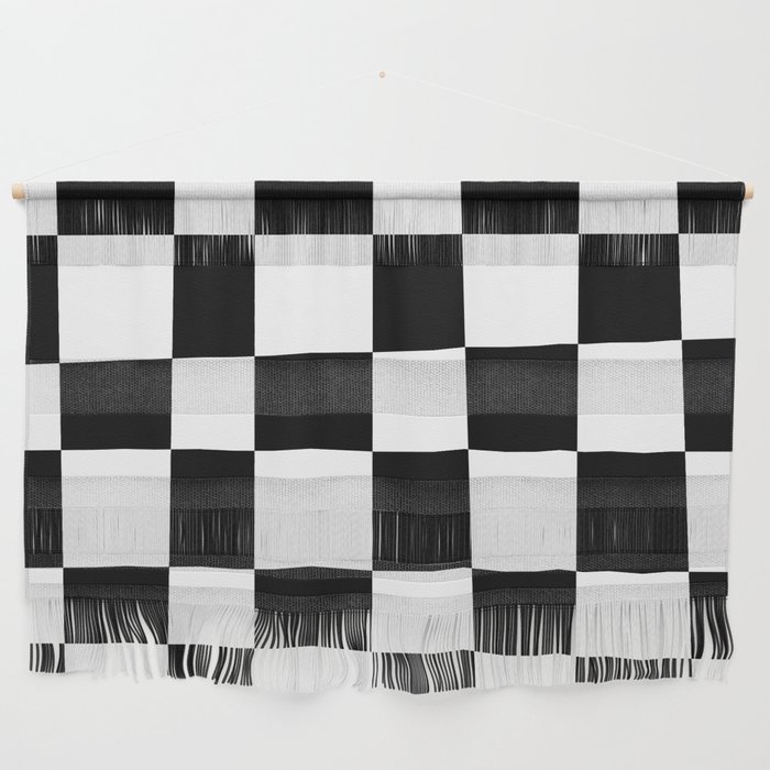 Abstract Checker Pattern 223 Black and White Wall Hanging