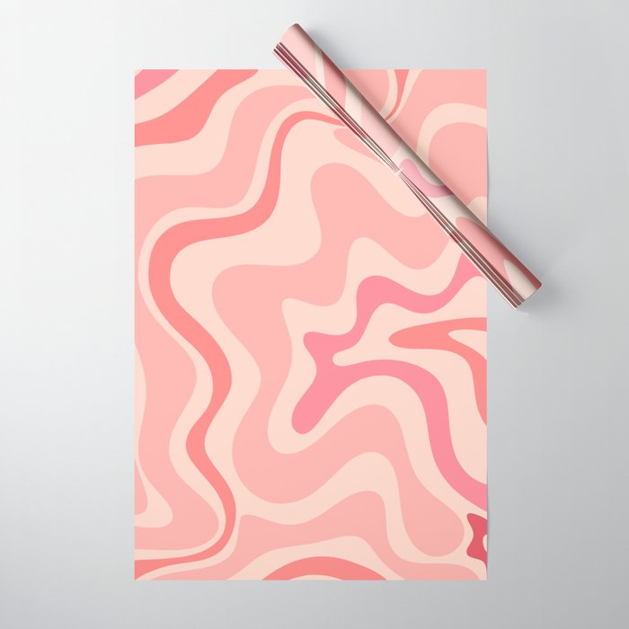 Retro Liquid Swirl Abstract in Soft Pink Wrapping Paper