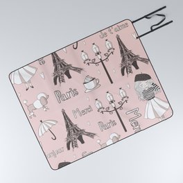 Paris Girl - Pink Picnic Blanket