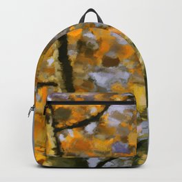 Twin Trees Late In Autumn Yellow Leaves Digital Painting Backpack