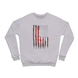 Red & white American flag on Navy ink Crewneck Sweatshirt