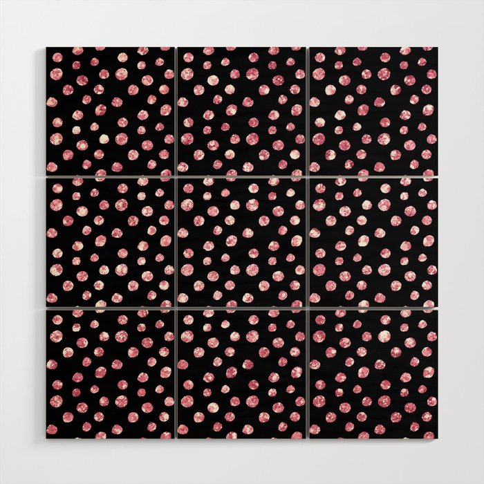 Black Pink Spots Pattern Wood Wall Art