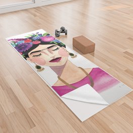 Floral Frida - Pink Yoga Towel
