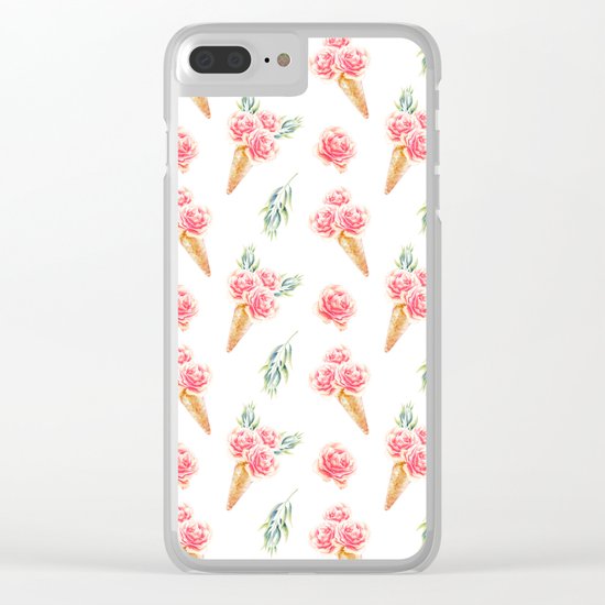 Floral Cones Pattern Clear iPhone Case
