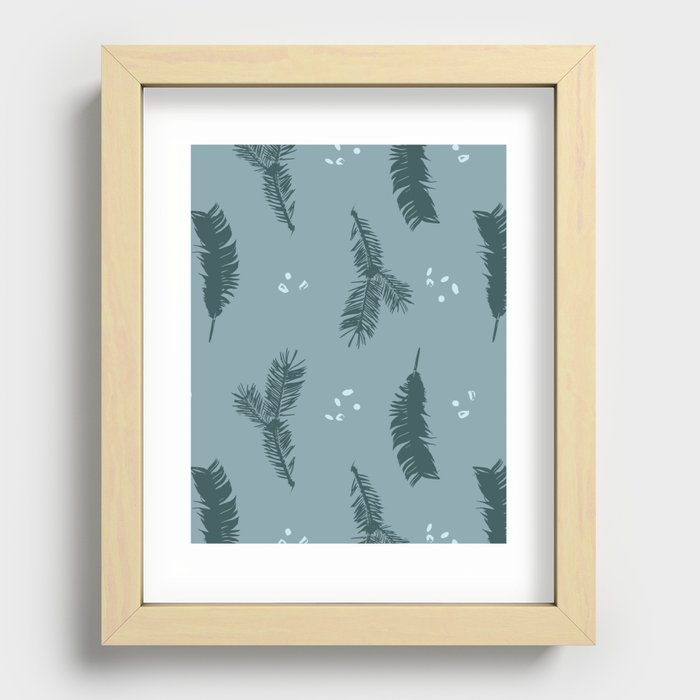 Pine and Feathers - Repeat Pattern Recessed Framed Print