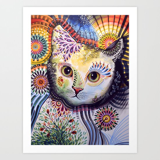 Lucy ... Abstract cat art Art Print