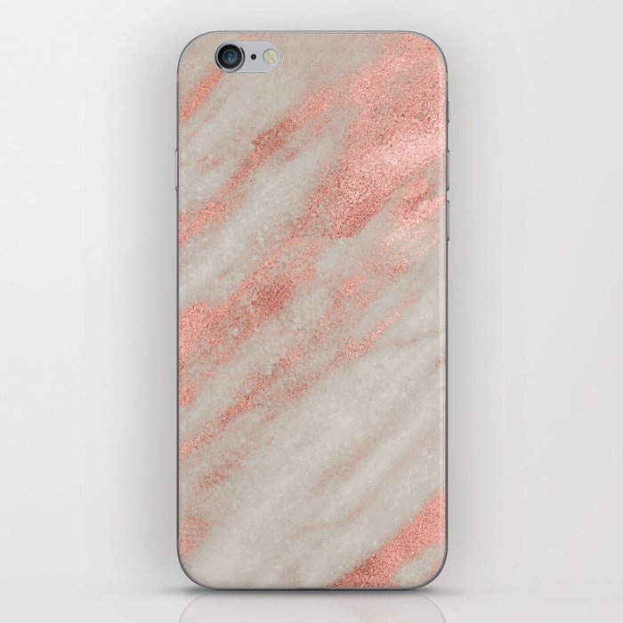 Marble Rose Gold White Marble Foil Shimmer iPhone Skin