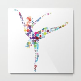 Confetti Ballerina Metal Print | Polkadots, Silhouette, Artistic, Balletdancer, Enpointe, Confetti, Ballet, Colorful, Graphicdesign, Rainbow 