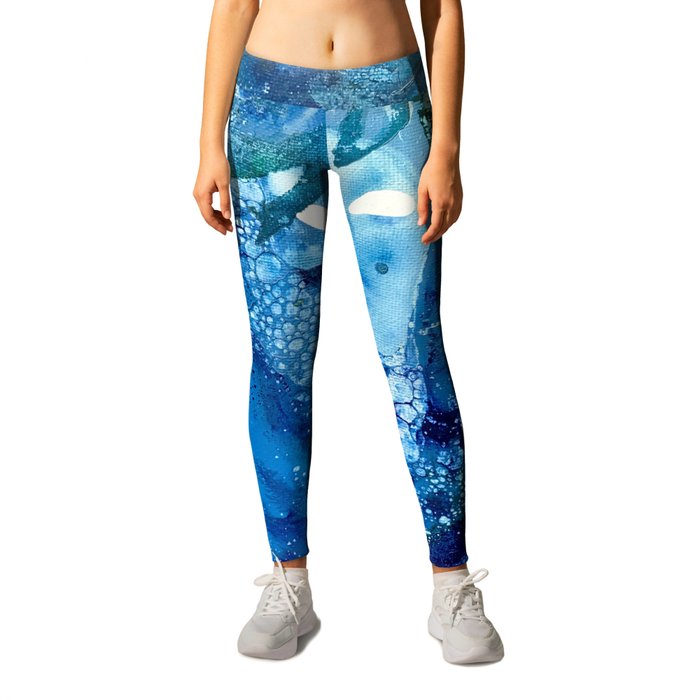 Environmental Blue Leaves, Tiny World Collection Leggings