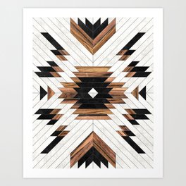 Urban Tribal Pattern No.5 - Aztec - Concrete and Wood Art Print
