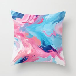Blue and Pink Painting with a Splash of Paint Throw Pillow