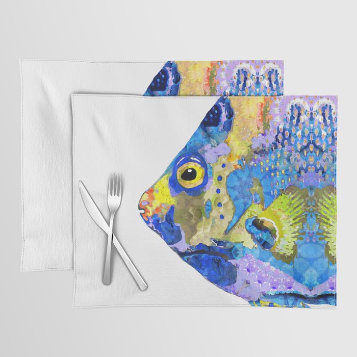 Beachy Colorful Tropical Angel Fish Art Placemat