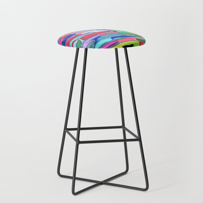 Modern Colorful Abstract Horizontal Paint Strokes Bar Stool