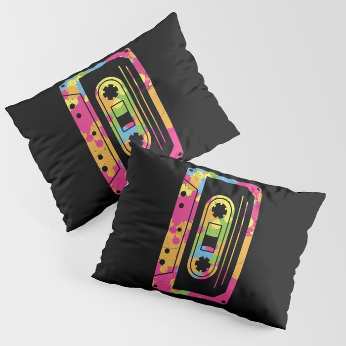 Colorful Retro Cassette Tape Pillow Sham