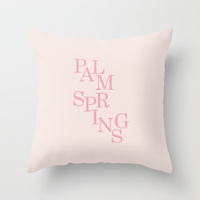 Palm Springs Print Blush Pink Minimalistic Wall Art Decor Modern Typography Throw Pillow