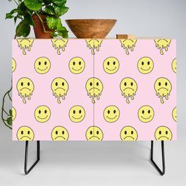 Cute Smiley Face Trippy Pattern Credenza