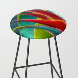 Beautiful Helicon Flower With Palm Leaves Bar Stool