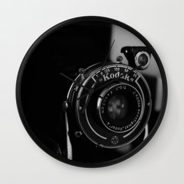 Vintage Analog Kodak Camera Close-up | Black & White | Product Photography | Fine Art Photo Print Wall Clock