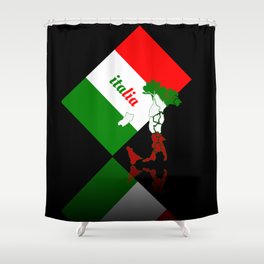 Elegant Italia - Italy Flag And Map Black Shower Curtain
