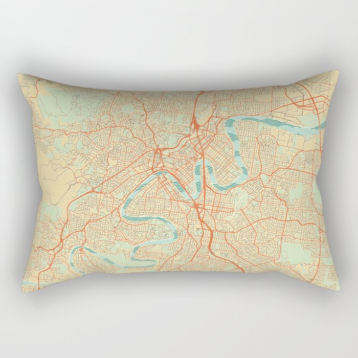 Brisbane Map Retro Rectangular Pillow