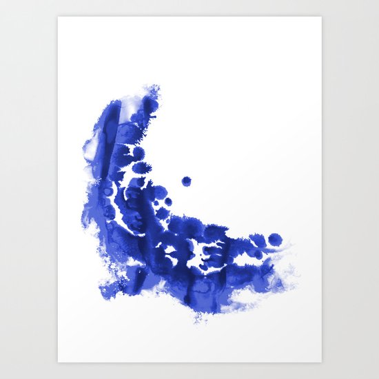 Paint 9 abstract indigo watercolor painting minimal modern canvas affordable dorm college art Art Print