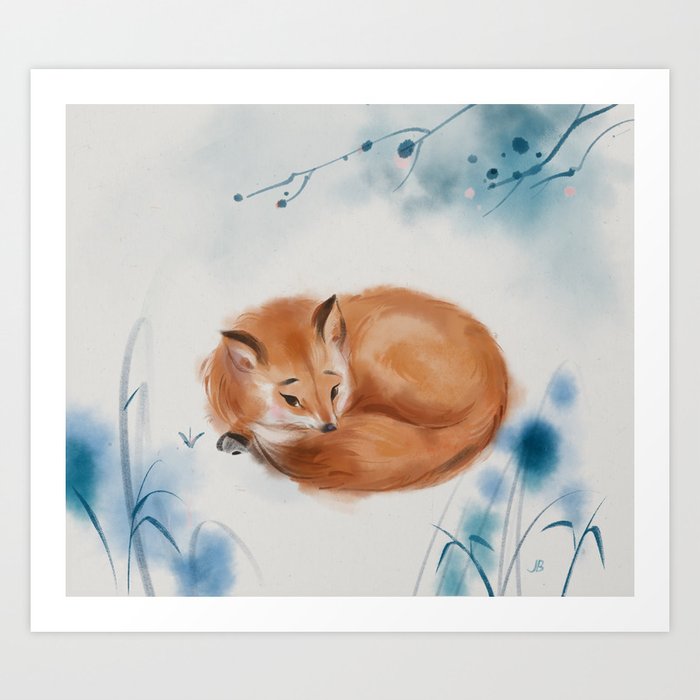 Cozy Fox Art Print