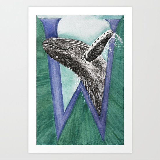 W is for Whale Art Print