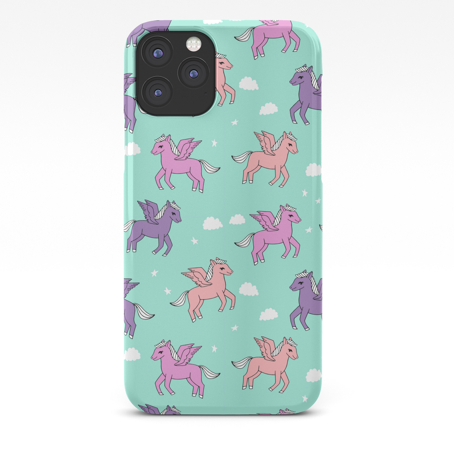 Pegasus Pattern Drawing Cute Kids Neon Print Clouds Unicorns By