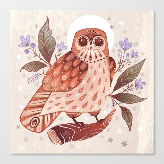 Owl Blooms Canvas Print