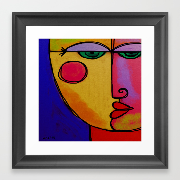 Colorful Abstract Face Digital Painting Framed Art Print By