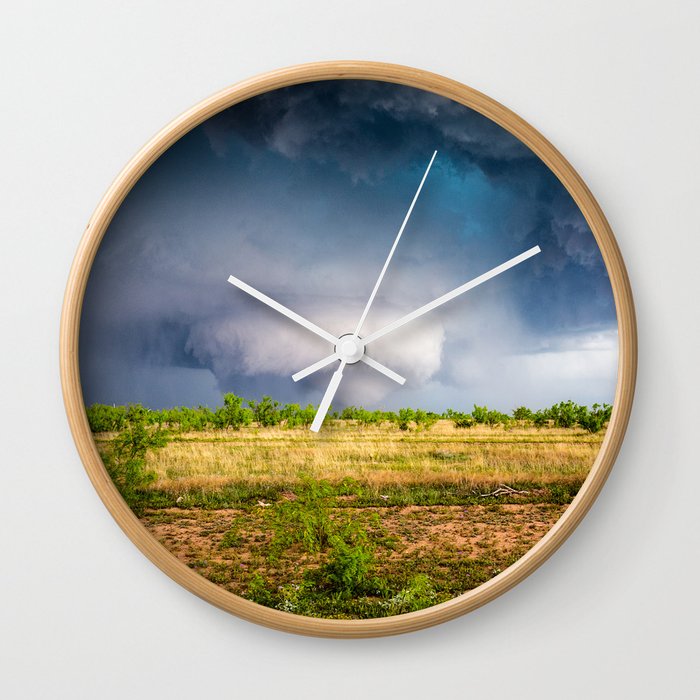 Texas Tornado - Twister Appears Under Mesocyclone on Stormy Spring Day in West Texas Wall Clock