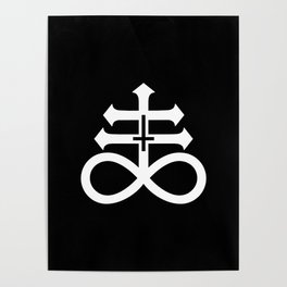 Satanic Cross. Sulfur Cross. Brimstone. Leviathan Cross. White Poster