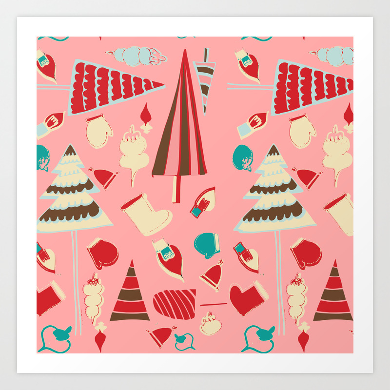 Vintage Christmas Pink Art Print By Susycosta Society6 These nine free vintage clip art images are particularly nice, in my opinion. vintage christmas pink art print by susycosta