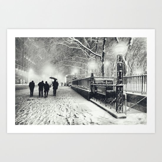 New York City Snow Bryant Park Art Print