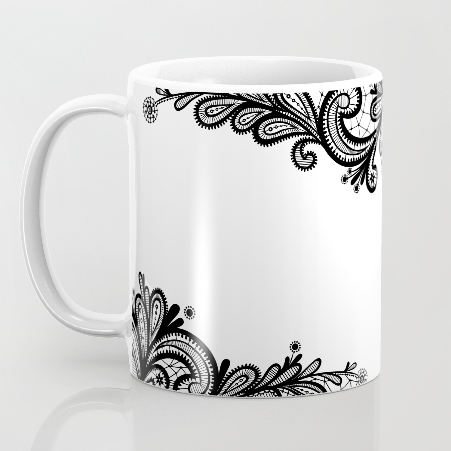 Black Lace Home Decor Henna Flowers Black And White Decoration
