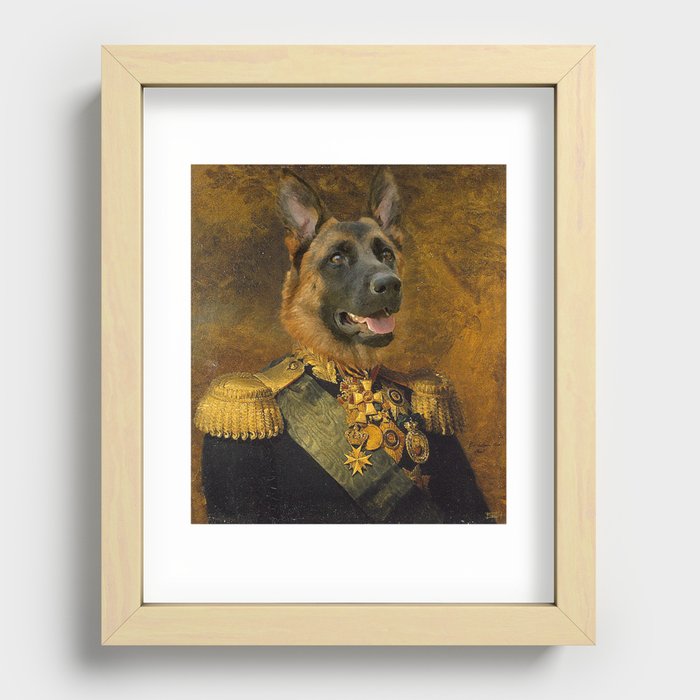 German Shepherd General Portrait Painting | Dog Lovers! Recessed Framed Print