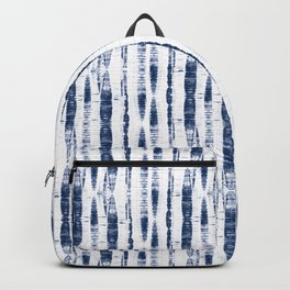 Shibori Stripes 2 Indigo Blue Backpack | Blue, Tye Die, Vintage, White, Color, Nature, Pattern, Navy, Abstract, Illustration 