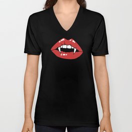 Vampire Mouth - Black V Neck T Shirt
