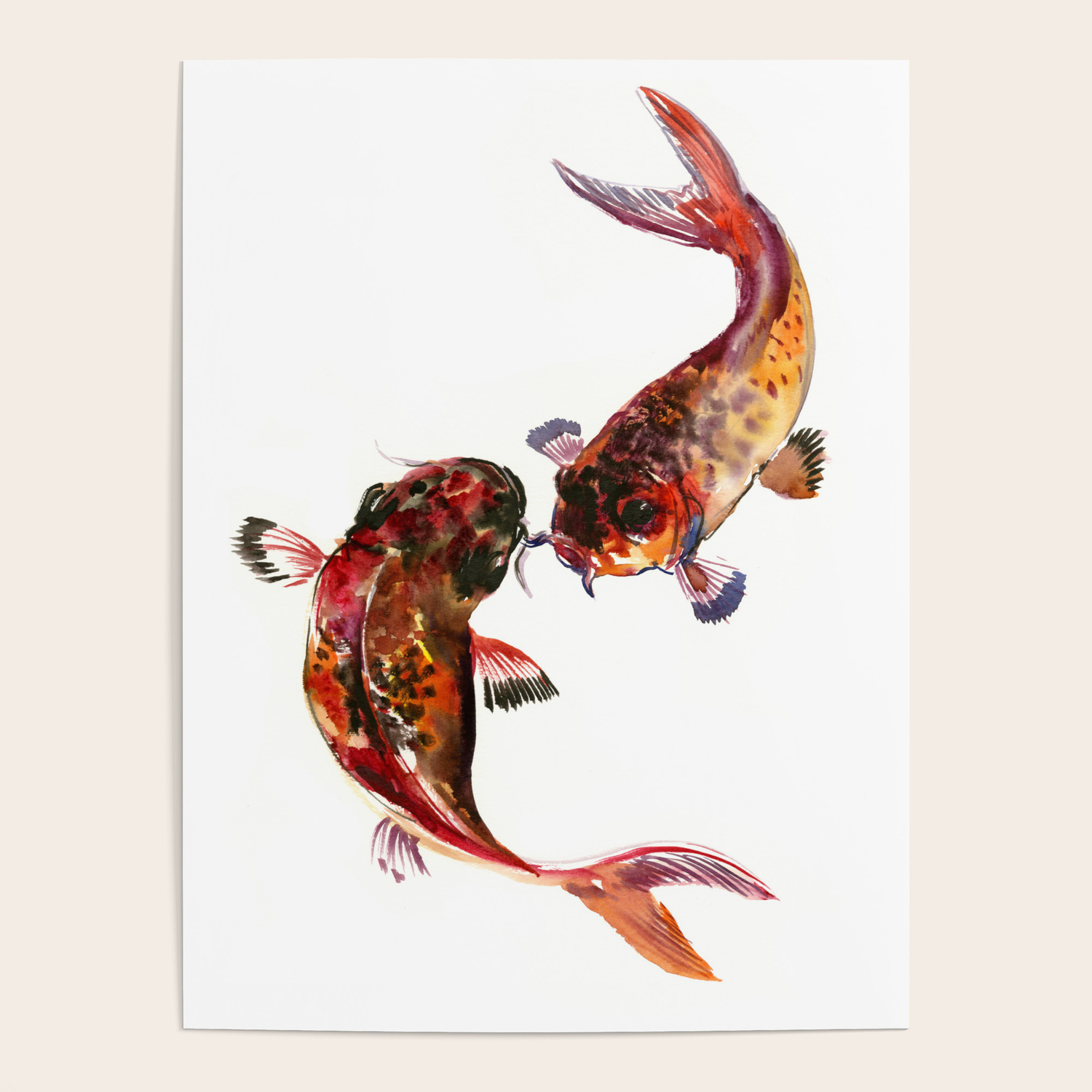 Two Koi, Feng Shui Art Koi Fish, Koi Fish design, Yin Yang Poster by  SurenArt | Society6
