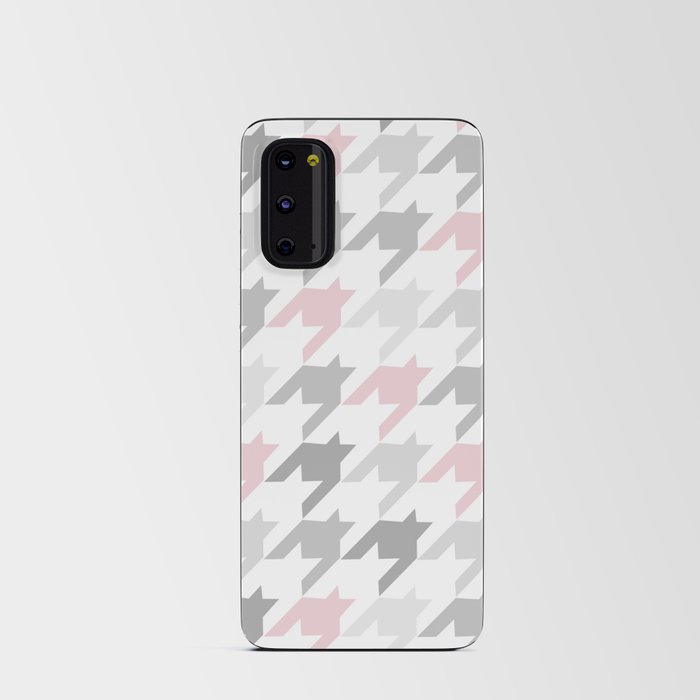 Pink & Gray Houndstooth  Android Card Case